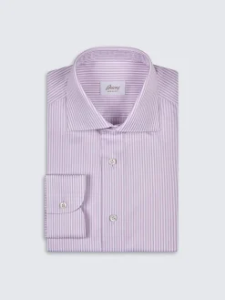 White and pink striped organic cotton formal shirt