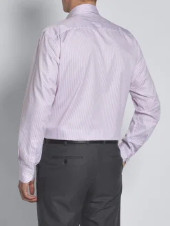 White and pink striped organic cotton formal shirt