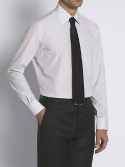 White and purple striped Giza 45 cotton formal shirt