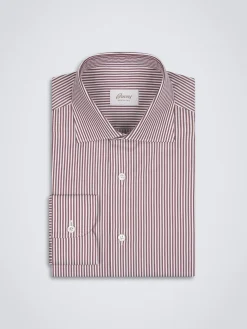 White and red striped organic cotton formal shirt