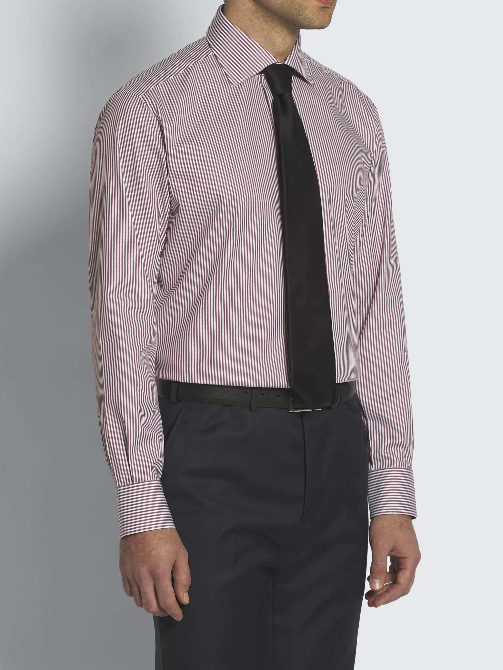 White and red striped organic cotton formal shirt