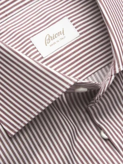 White and red striped organic cotton formal shirt
