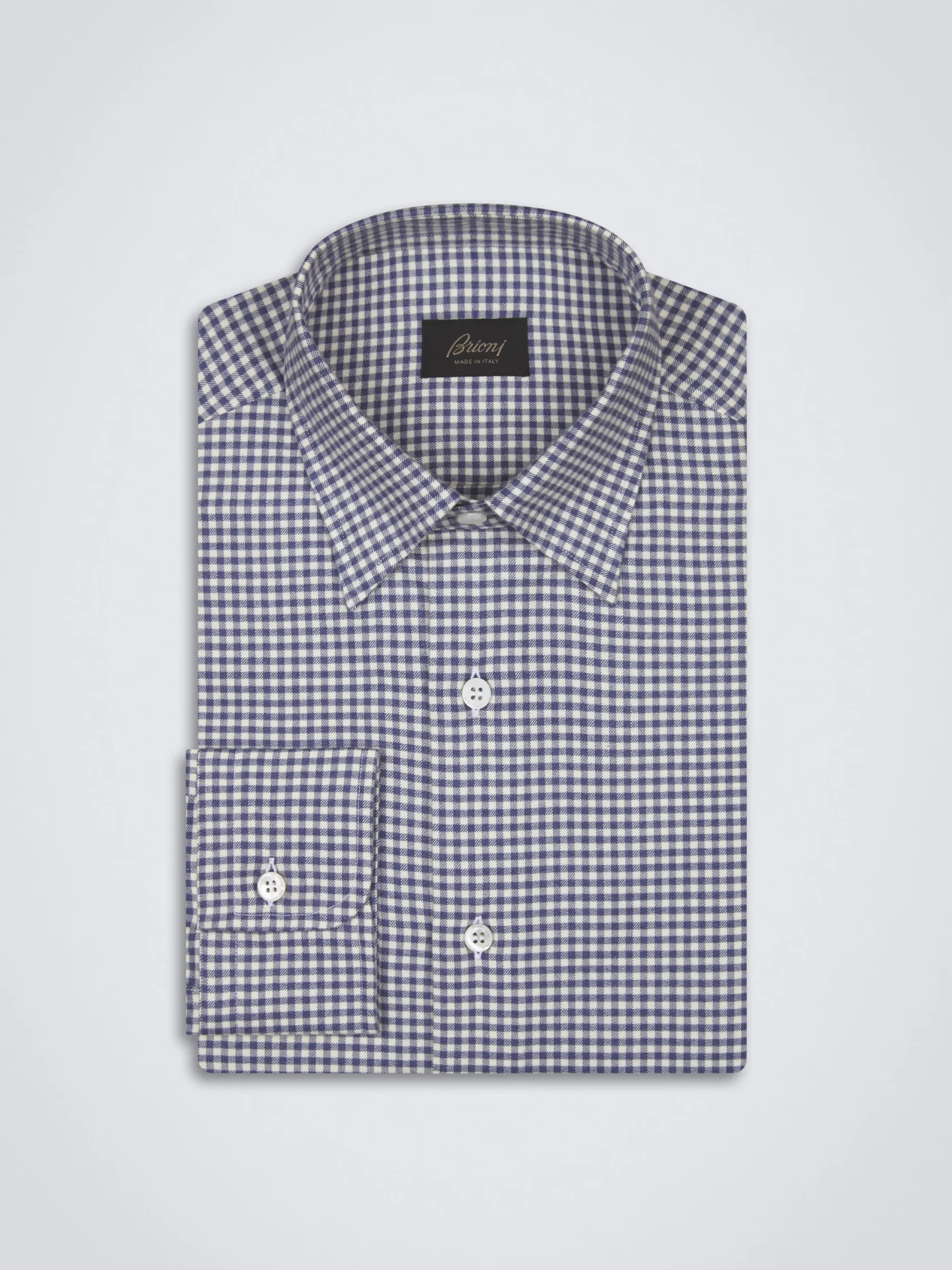 White and royal blue cotton hidden button down shirt