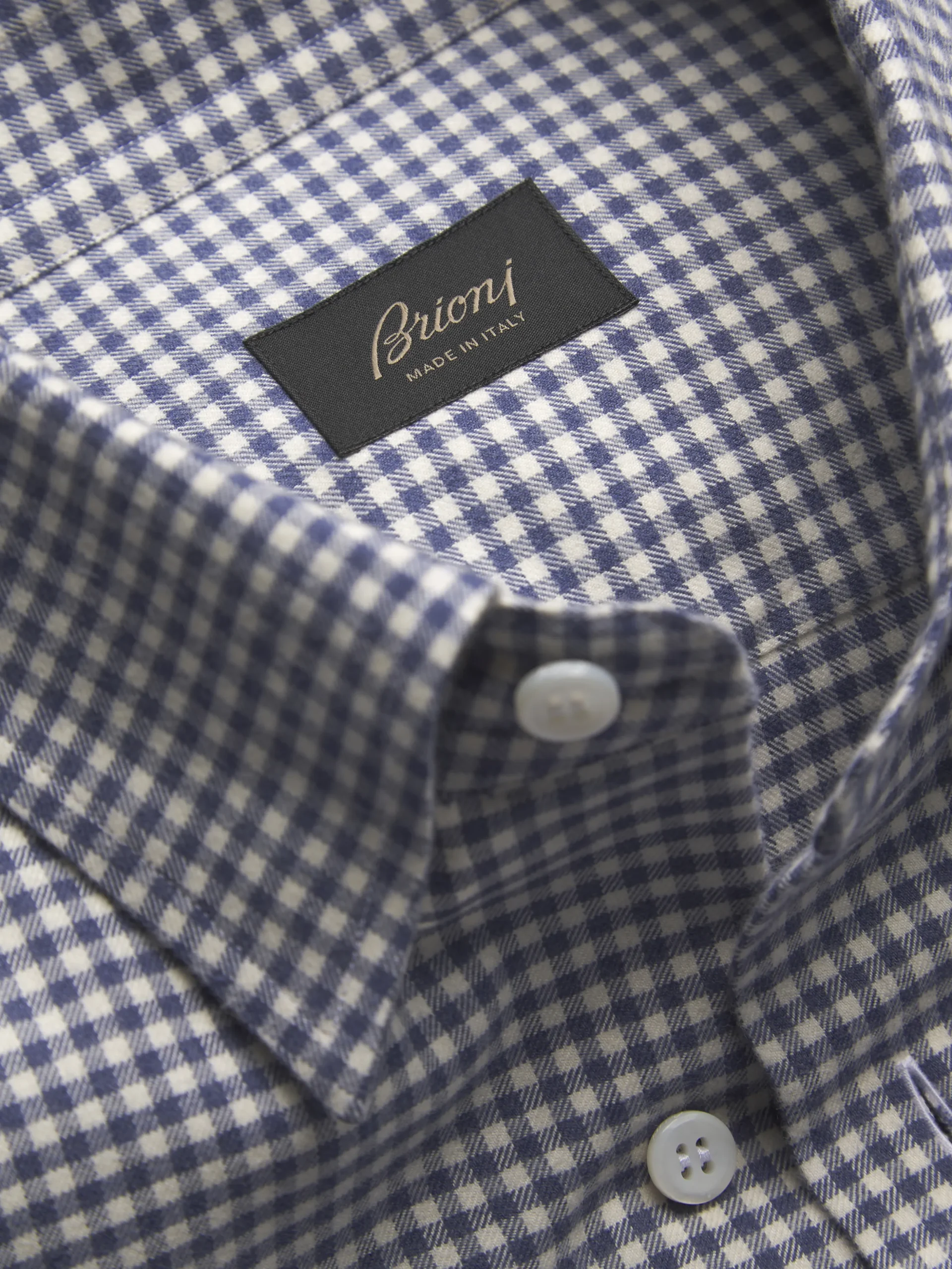 White and royal blue cotton hidden button down shirt