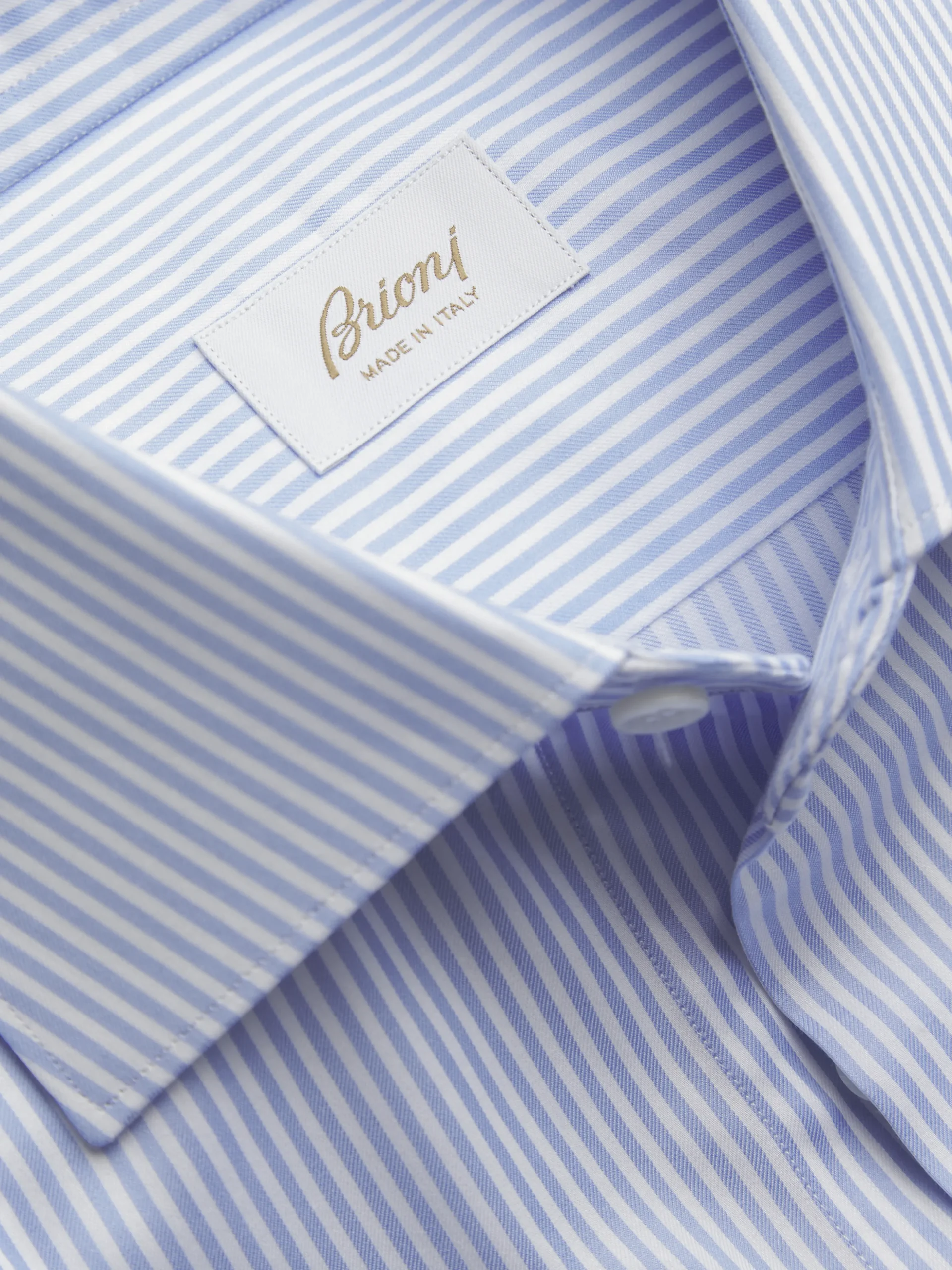 White and sky blue striped organic cotton formal shirt