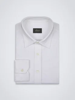 White gassed organic cotton hidden button-down shirt