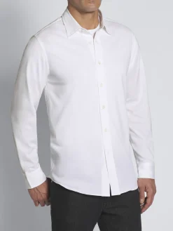 White gassed organic cotton hidden button-down shirt