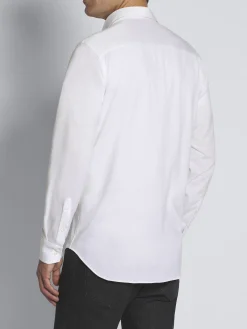 White gassed organic cotton hidden button-down shirt
