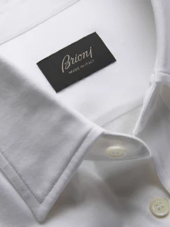 White gassed organic cotton hidden button-down shirt