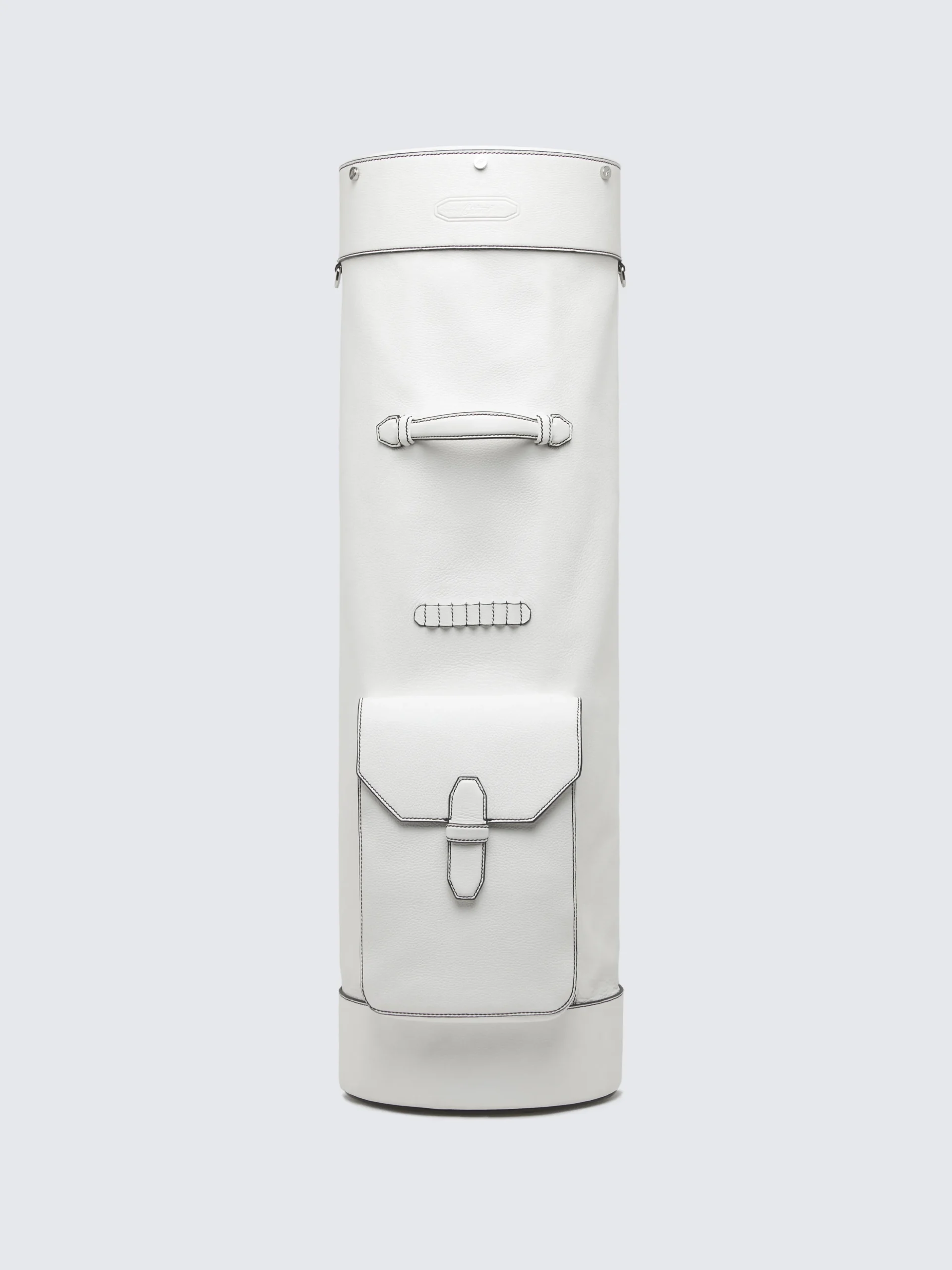 White grained leather golf club holder