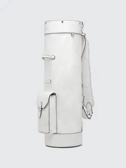 White grained leather golf club holder