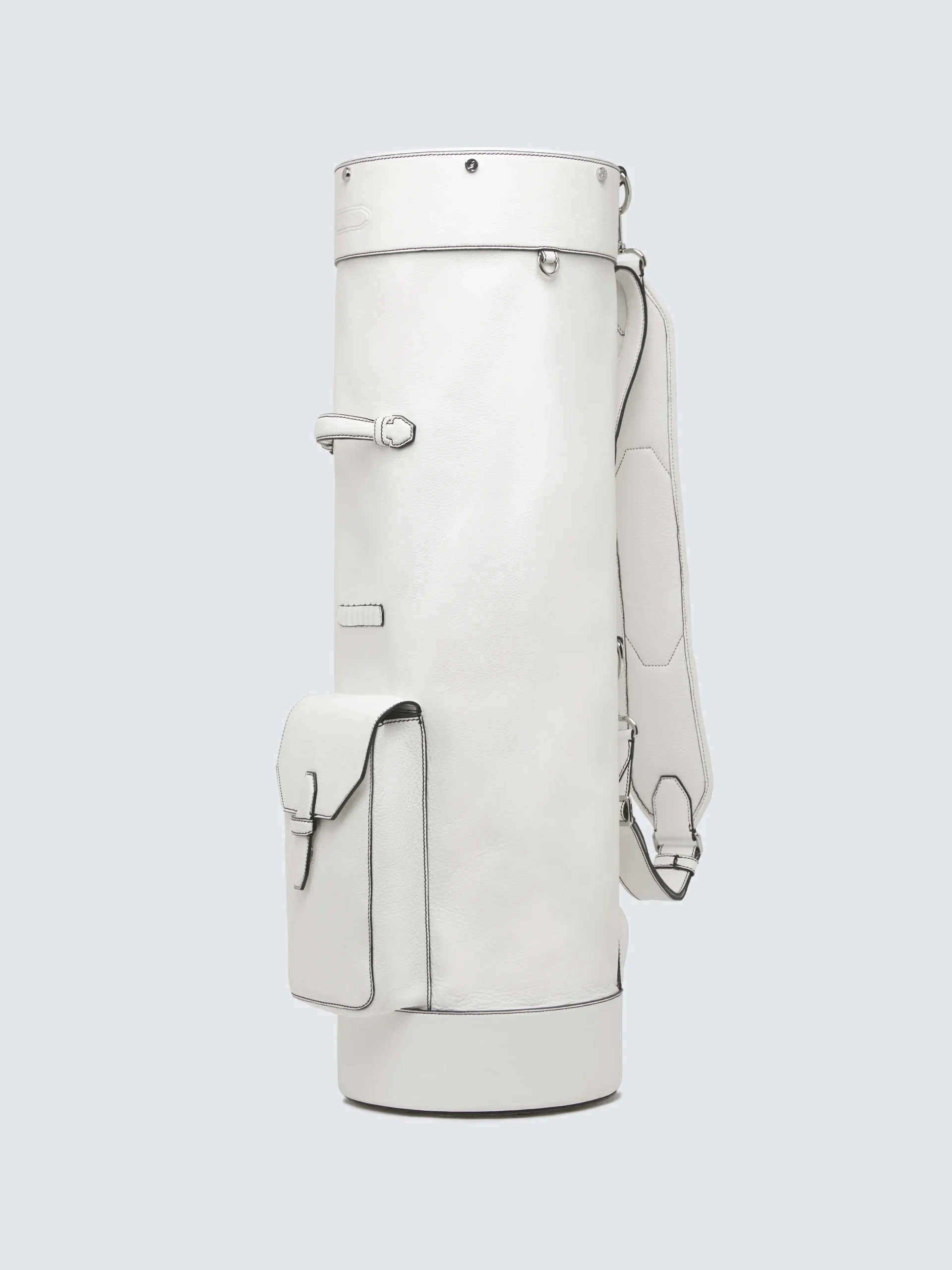White grained leather golf club holder
