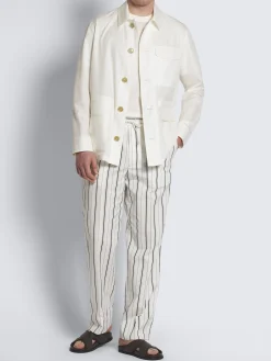 White, grey and black striped cotton Asolo trousers