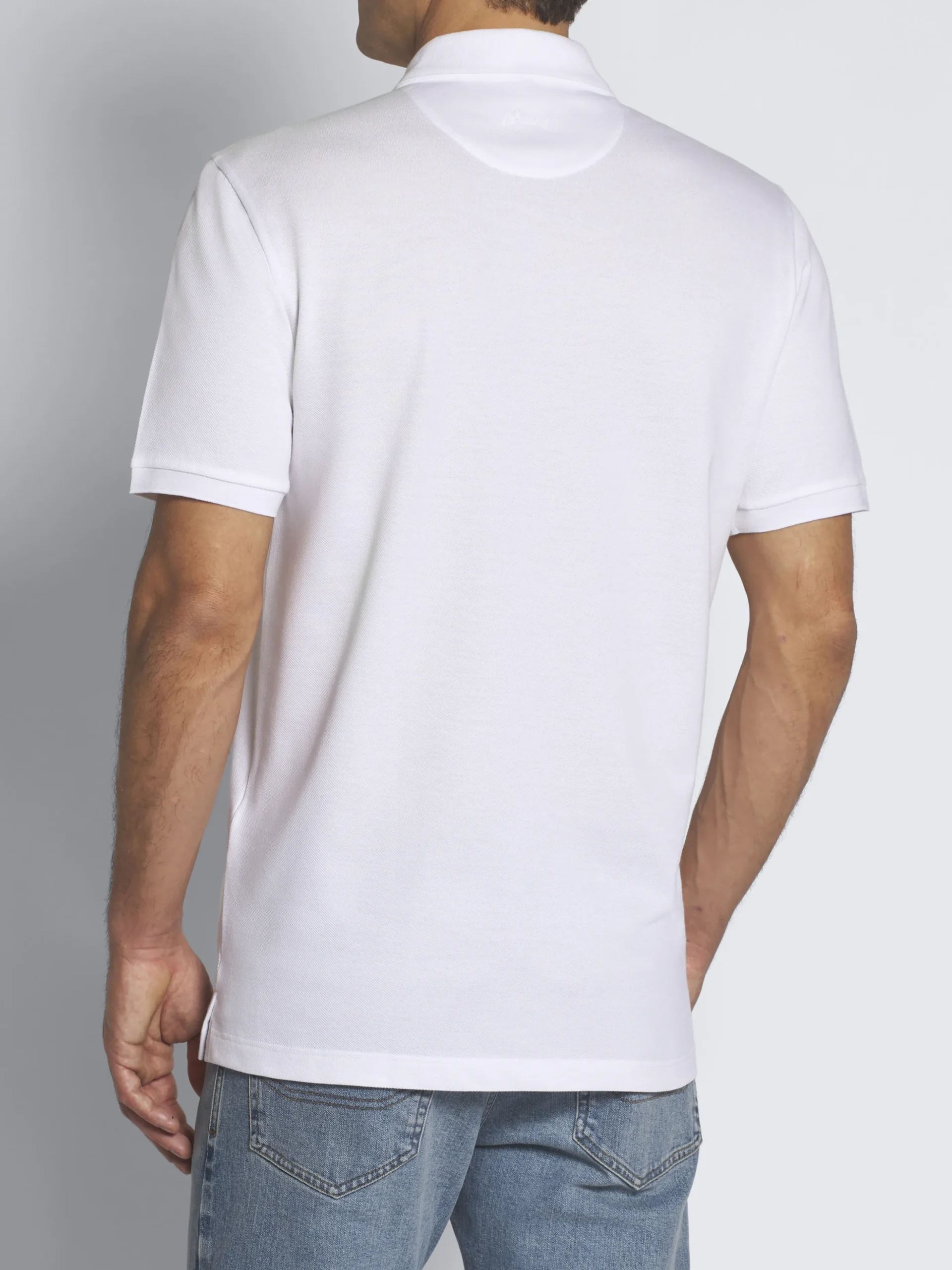 White organic cotton short-sleeved polo