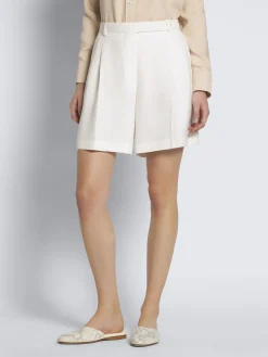 White silk cady shorts