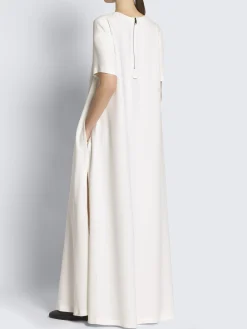 White silk cady T-shirt dress