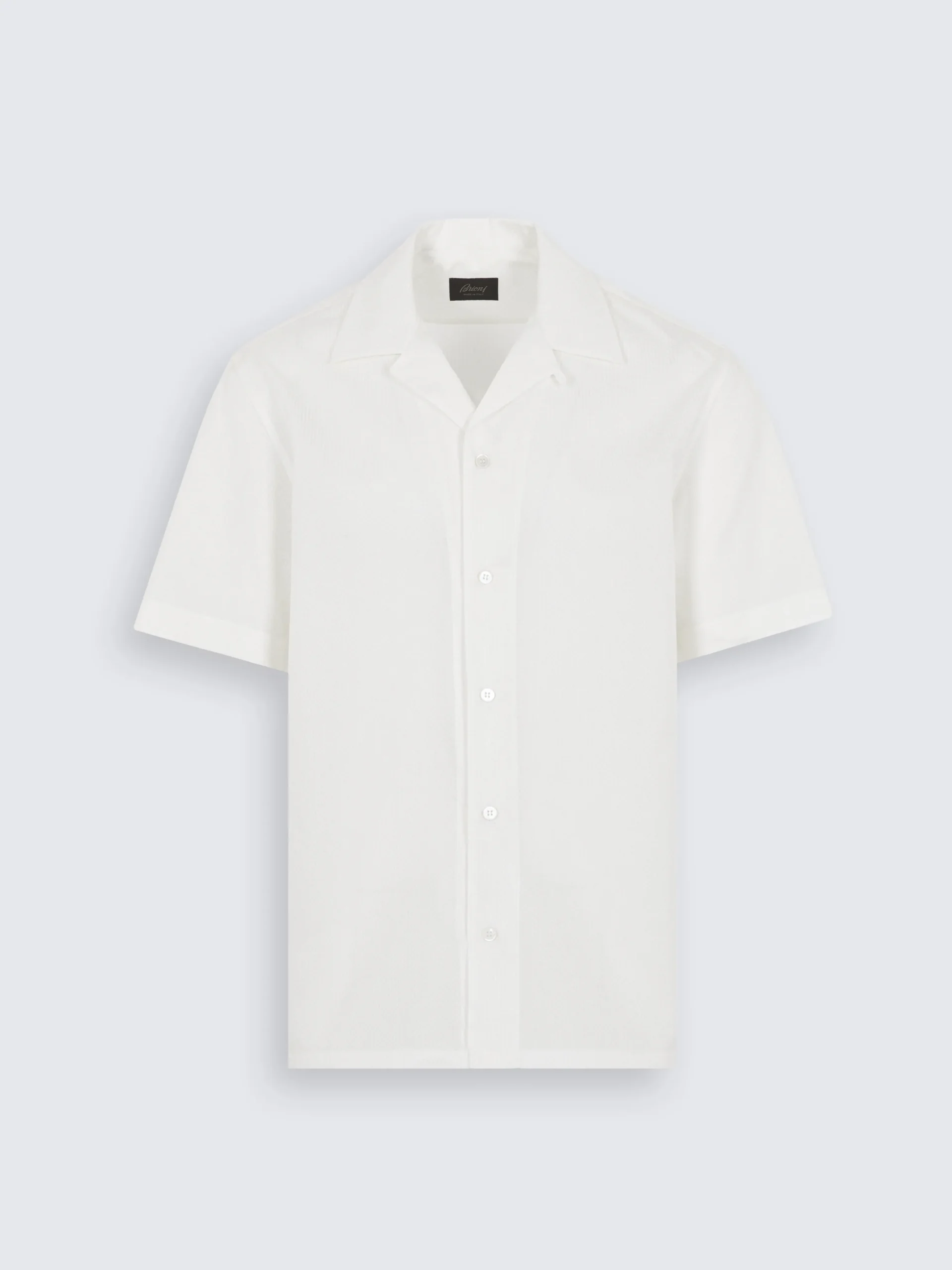 White silk seersucker cuban shirt