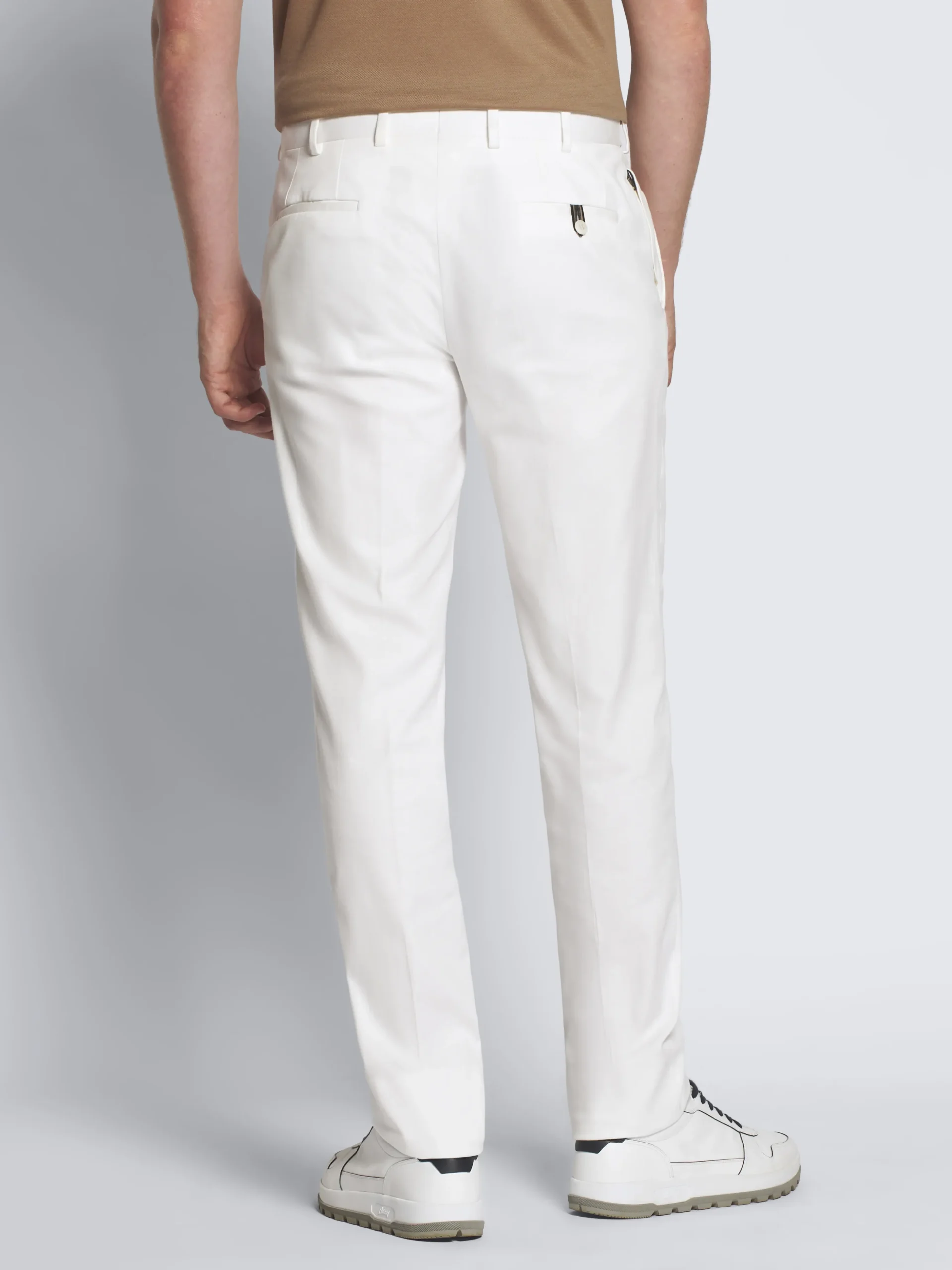 White stretch cotton gabardine Journey trousers