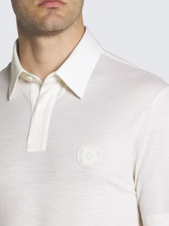 White tech wool polo