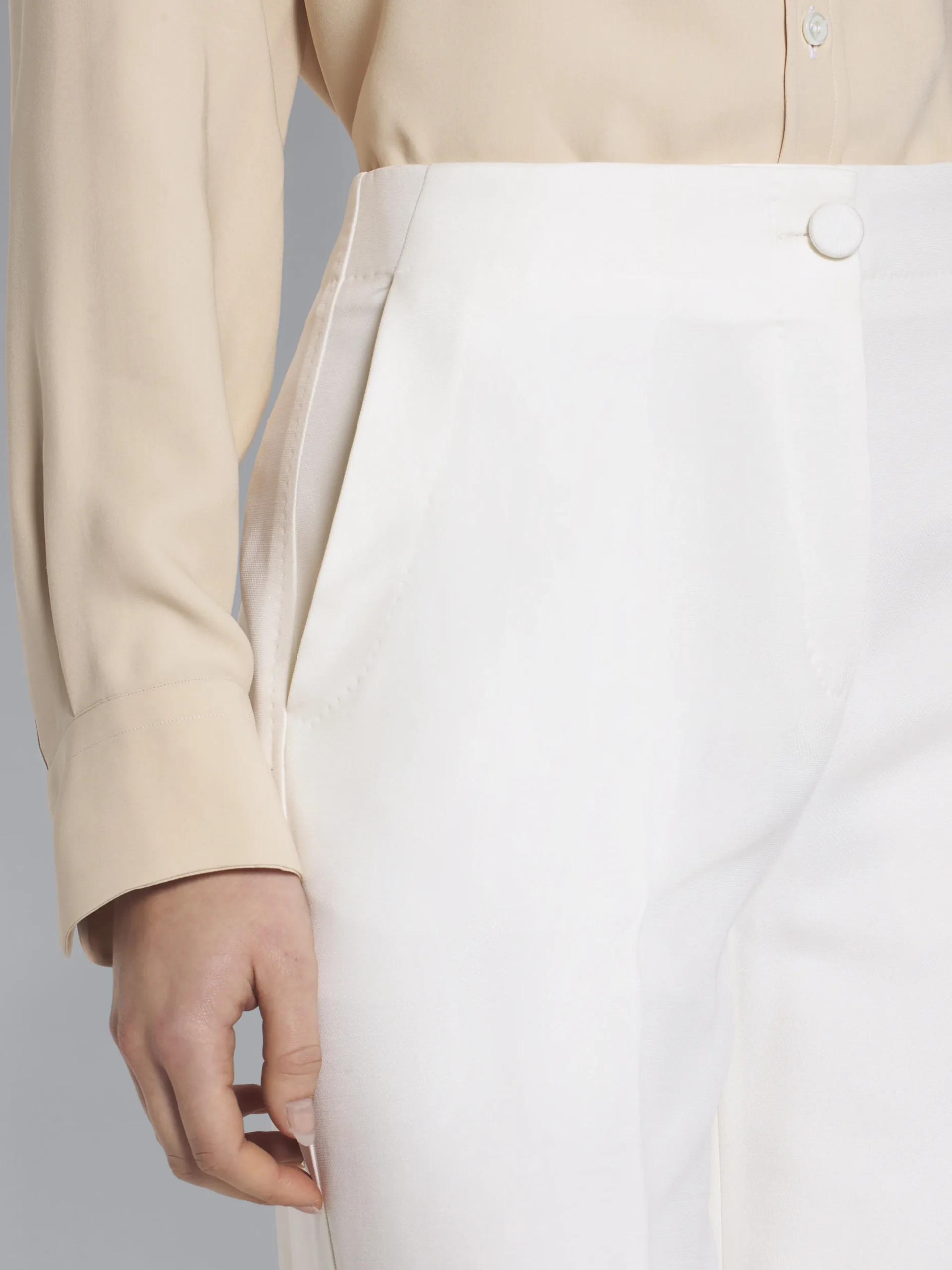 White wool and silk Camilla trousers